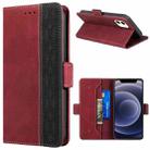 For iPhone 12 mini Stitching Magnetic RFID Leather Case (Red) - 1