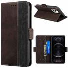 For iPhone 12 / 12 Pro Stitching Magnetic RFID Leather Case(Coffee) - 1