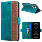 For iPhone 12 / 12 Pro Stitching Magnetic RFID Leather Case(Deep Green) - 1