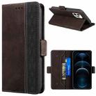 For iPhone 12 Pro Max Stitching Magnetic RFID Leather Case(Coffee) - 1