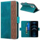 For iPhone 12 Pro Max Stitching Magnetic RFID Leather Case(Deep Green) - 1