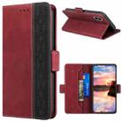 For iPhone X / XS Stitching Magnetic RFID Leather Case(Red) - 1