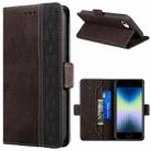 For iPhone SE 2022 / SE 2020 / 8 / 7 Stitching Magnetic RFID Leather Case(Coffee) - 1