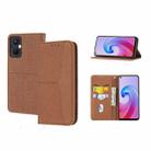 For OPPO A96 5G Woven Texture Stitching Magnetic PU Leather Phone Case(Brown) - 1