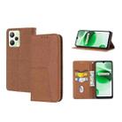 For OPPO Realme C35 Woven Texture Stitching Magnetic PU Leather Phone Case(Brown) - 1