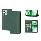 For OPPO Realme C35 Woven Texture Stitching Magnetic PU Leather Phone Case(Green) - 1