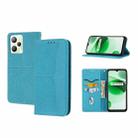 For OPPO Realme C35 Woven Texture Stitching Magnetic PU Leather Phone Case(Blue) - 1