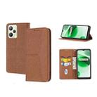 For OPPO Realme 9 Pro Woven Texture Stitching Magnetic PU Leather Phone Case(Brown) - 1