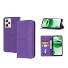 For OPPO Realme 9 Pro Woven Texture Stitching Magnetic PU Leather Phone Case(Purple) - 1