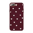 For iPhone 8 Plus / 7 Plus Multiple Love-hearts Pattern Colorful Frosted TPU Phone Protective Case(Wine Red) - 1