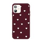 For iPhone 11 Multiple Love-hearts Pattern Colorful Frosted TPU Phone Protective Case(Wine Red) - 1