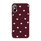For iPhone X / XS Multiple Love-hearts Pattern Colorful Frosted TPU Phone Protective Case(Wine Red) - 1