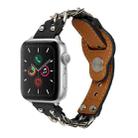 Genuine Leather Male Style Watch Band For Apple Watch Series 8&7 41mm / SE 2&6&SE&5&4 40mm / 3&2&1 38mm(Black) - 1