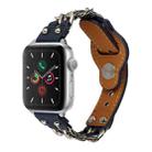 Genuine Leather Male Style Watch Band For Apple Watch Series 8&7 41mm / SE 2&6&SE&5&4 40mm / 3&2&1 38mm(Blue) - 1