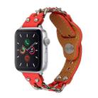 Genuine Leather Male Style Watch Band For Apple Watch Ultra 49mm / Series 8&7 45mm / SE 2&6&SE&5&4 44mm / 3&2&1 42mm(Red) - 1