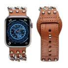 Genuine Leather Male Style Watch Band For Apple Watch Series 9&8&7 41mm / SE 3&SE 2&6&SE&5&4 40mm / 3&2&1 38mm(Brown) - 1