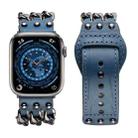 Genuine Leather Male Style Watch Band For Apple Watch Series 8&7 41mm / SE 2&6&SE&5&4 40mm / 3&2&1 38mm(Blue) - 1