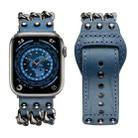 Genuine Leather Male Style Watch Band For Apple Watch Ultra 49mm / Series 8&7 45mm / SE 2&6&SE&5&4 44mm / 3&2&1 42mm(Blue) - 1