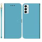 For Samsung Galaxy M23 / F23 Imitated Mirror Surface Leather Phone Case(Blue) - 1
