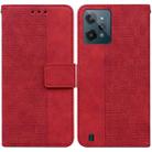 For OPPO Realme C31 Geometric Embossed Leather Phone Case(Red) - 1