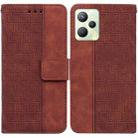 For OPPO Realme C35 Geometric Embossed Leather Phone Case(Brown) - 1