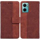 For Xiaomi Redmi Note 11E / Redmi 10 5G Geometric Embossed Leather Phone Case(Brown) - 1