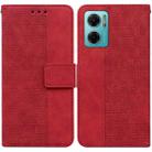 For Xiaomi Redmi Note 11E / Redmi 10 5G Geometric Embossed Leather Phone Case(Red) - 1