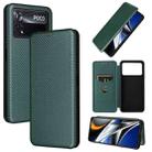 For Xiaomi Poco X4 Pro 5G Carbon Fiber Texture Horizontal Flip Leather Phone Case(Green) - 1