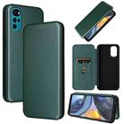 For Motorola Moto G22 Carbon Fiber Texture Horizontal Flip Leather Phone Case(Green) - 1