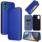 For Motorola Moto G22 Carbon Fiber Texture Horizontal Flip Leather Phone Case(Blue) - 1