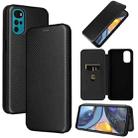 For Motorola Moto G22 Carbon Fiber Texture Horizontal Flip Leather Phone Case(Black) - 1