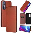 For TCL 30 5G / 30+ Carbon Fiber Texture Horizontal Flip Leather Phone Case(Brown) - 1