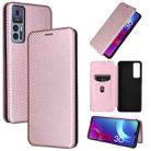 For TCL 30 5G / 30+ Carbon Fiber Texture Horizontal Flip Leather Phone Case(Pink) - 1