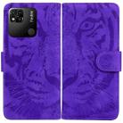 For Xiaomi Redmi 10A Tiger Embossing Pattern Leather Phone Case(Purple) - 1