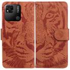 For Xiaomi Redmi 10A Tiger Embossing Pattern Leather Phone Case(Brown) - 1