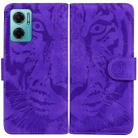 For Xiaomi Redmi Note 11E / Redmi 10 5G Tiger Embossing Pattern Leather Phone Case(Purple) - 1