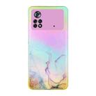 For Xiaomi Poco M4 Pro Laser Marble Pattern Clear TPU Phone Case(Pink) - 1