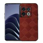 For OnePlus 10 Pro 5G Weave Plaid PU Phone Case(Brown) - 1