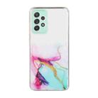 For Samsung Galaxy A73 5G Hollow Marble Pattern TPU Precise Hole Phone Case(Green) - 1