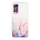 For Xiaomi Redmi Note 11 Foreign Version Hollow Marble Pattern TPU Precise Hole Phone Case(Pink) - 1