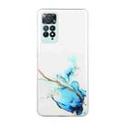 For Xiaomi Redmi Note 11 Foreign Version Hollow Marble Pattern TPU Precise Hole Phone Case(Blue) - 1