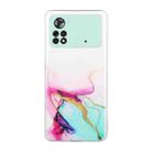 For Xiaomi Poco M4 Pro Hollow Marble Pattern TPU Precise Hole Phone Case(Green) - 1
