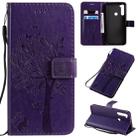 For Xiaomi Redmi Note 8T Tree & Cat Pattern Pressed Printing Horizontal Flip PU Leather Case with Holder & Card Slots & Wallet & Lanyard(Purple) - 1