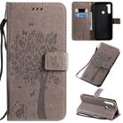 For Xiaomi Redmi Note 8T Tree & Cat Pattern Pressed Printing Horizontal Flip PU Leather Case with Holder & Card Slots & Wallet & Lanyard(Grey) - 1