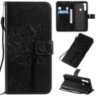 For Xiaomi Redmi Note 8T Tree & Cat Pattern Pressed Printing Horizontal Flip PU Leather Case with Holder & Card Slots & Wallet & Lanyard(Black) - 1