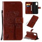 For Galaxy S20+ Tree & Cat Pattern Pressed Printing Horizontal Flip PU Leather Case with Holder & Card Slots & Wallet & Lanyard(Coffee) - 1