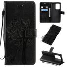 For Galaxy S20 Ultra Tree & Cat Pattern Pressed Printing Horizontal Flip PU Leather Case with Holder & Card Slots & Wallet & Lanyard(Black) - 1