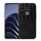 For OnePlus 10 Pro 5G Crocodile Top Layer Cowhide Leather Phone Case(Black) - 1
