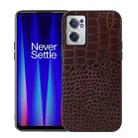 For OnePlus Nord CE 2 5G Crocodile Top Layer Cowhide Leather Phone Case(Coffee) - 1