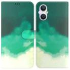 For OPPO A96 5G / Reno7 Z 5G Watercolor Pattern Horizontal Flip Leather Phone Case(Cyan Green) - 1